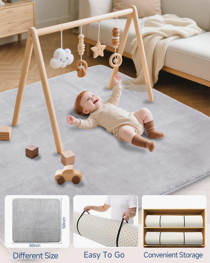 Separo baby mat showing 1.2 inch thickness comparison