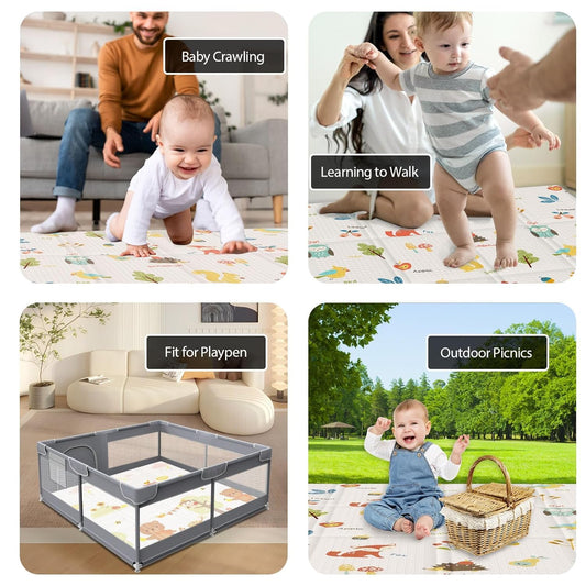 Foldable baby foam playmat for floor and playpen