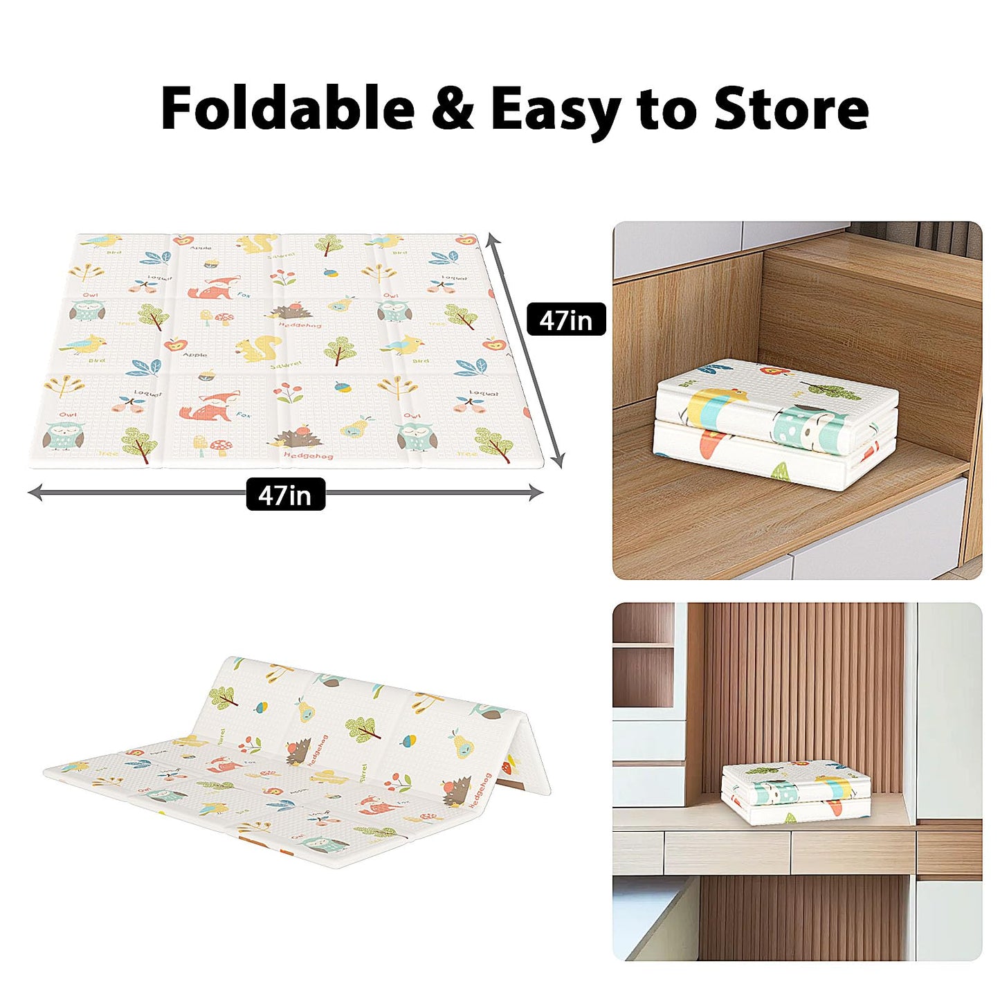 Folded XVISHX play mat for easy storage and travel