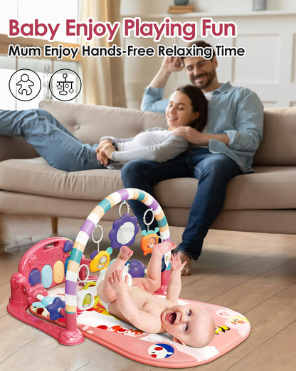 Side profile of the baby activity gym showing the sitting play configuration for older infants