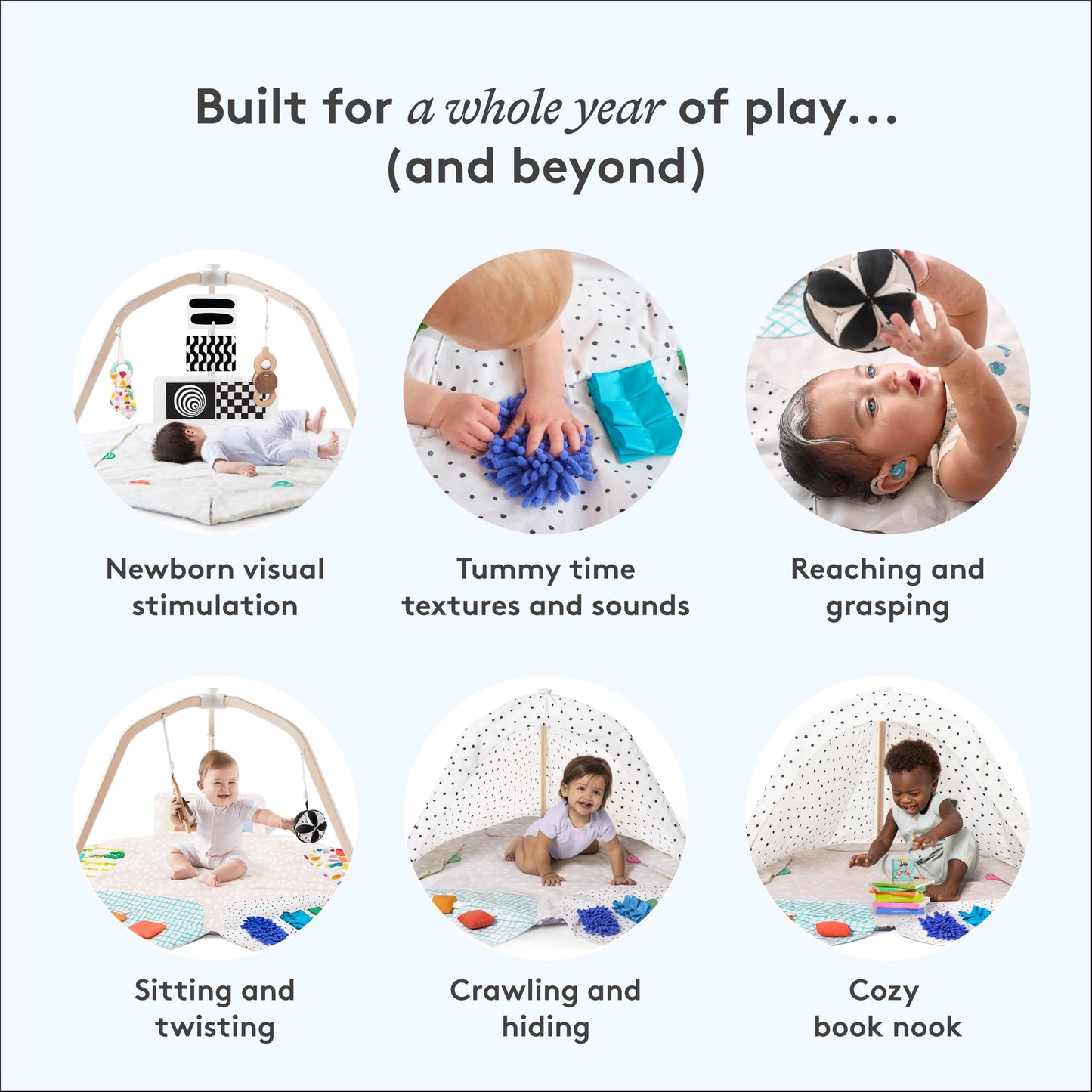 Lovevery play mat overhead view with high contrast learning cards attached