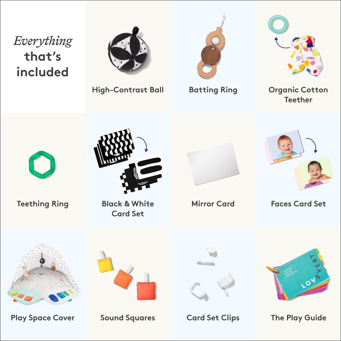 Lovevery sustainable wood activity gym setup in a modern nursery room