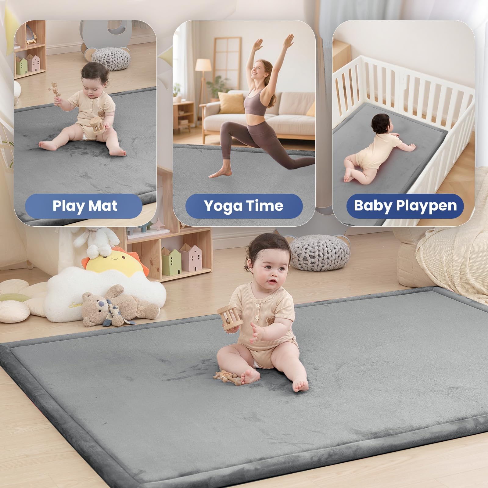 Comparison of thickness for Huloo Sleep infant floor cushion
