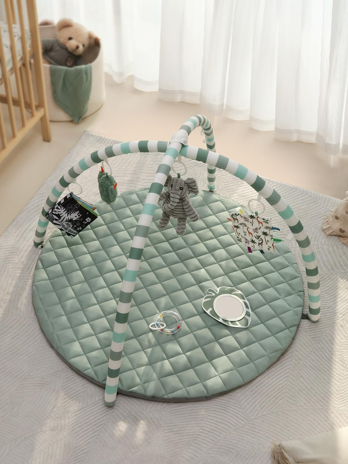 Blissful Diary activity mat with six detachable sensory toys