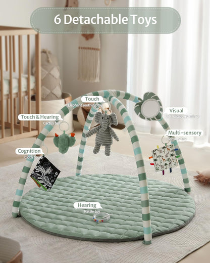 Soft washable baby play gym mat for tummy time
