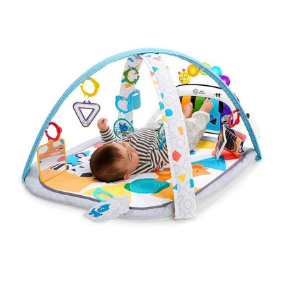 Baby Einstein musical play gym adjusted into the seated play configuration for older infants.
