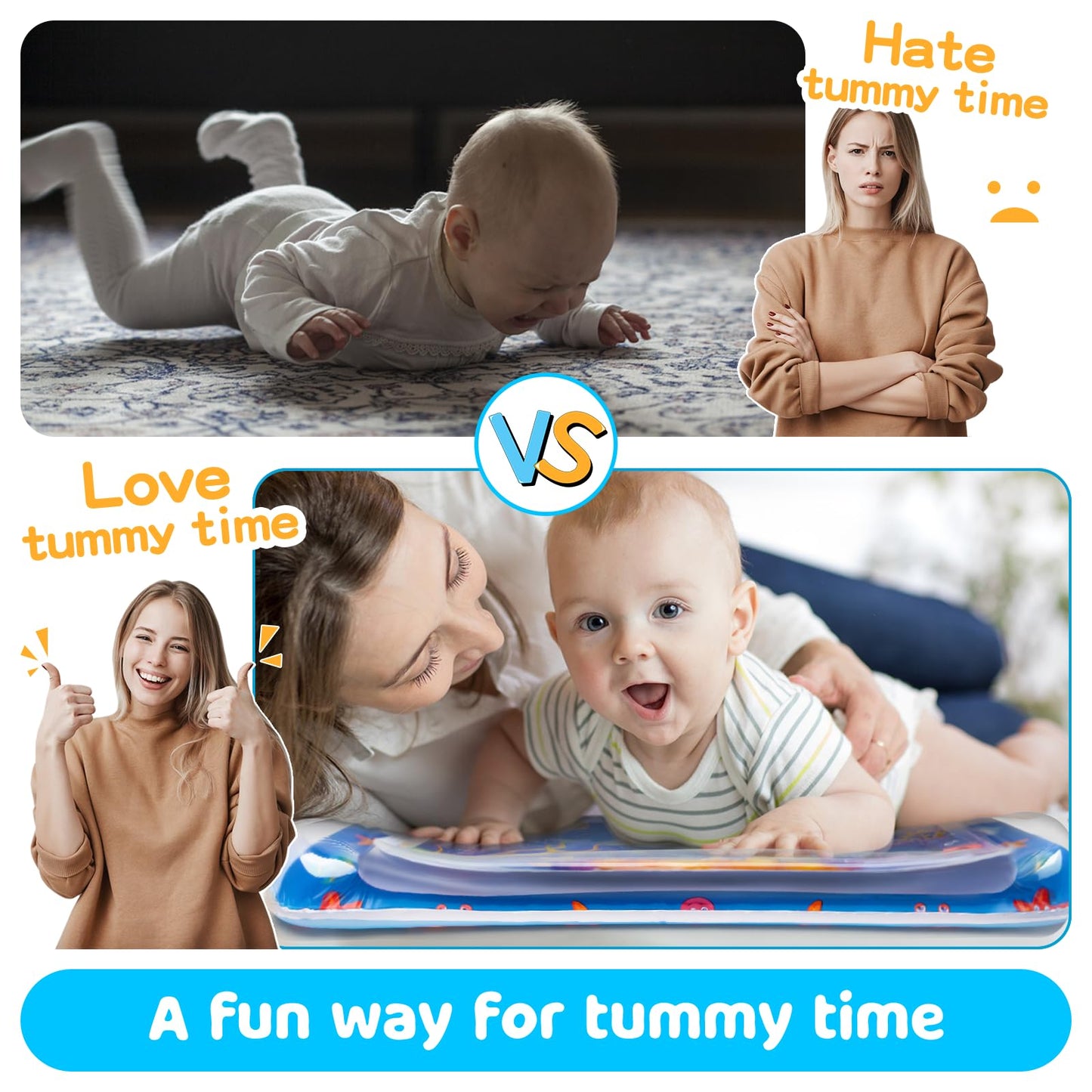 Yeeeasy inflatable baby water play mat floating toys view displaying colorful internal sea creatures