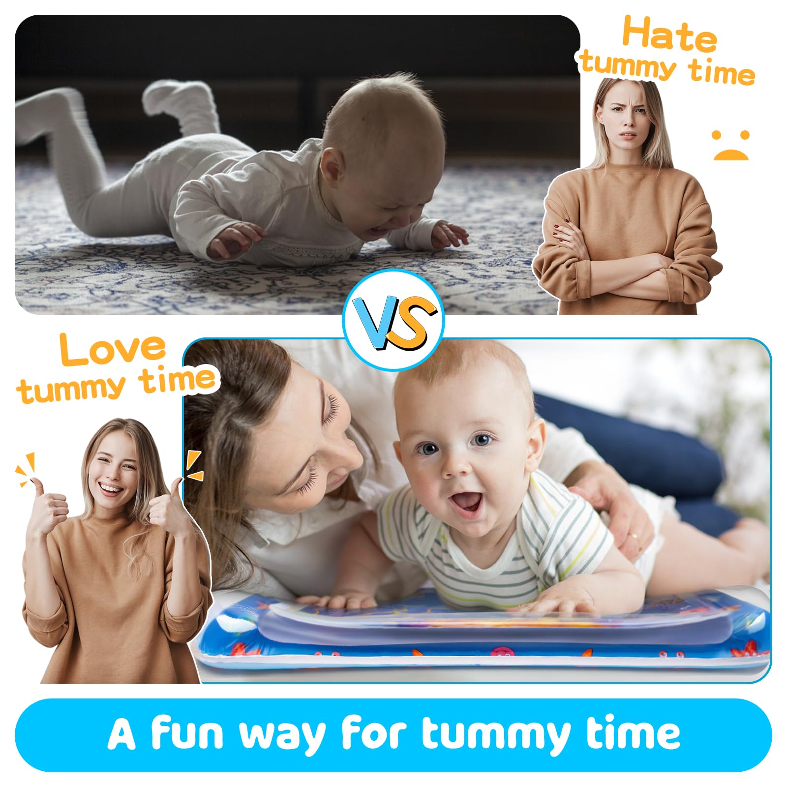 Yeeeasy inflatable baby water play mat floating toys view displaying colorful internal sea creatures