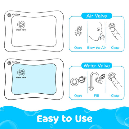 Yeeeasy authentic imported infant water mat packaging showcasing product safety certifications