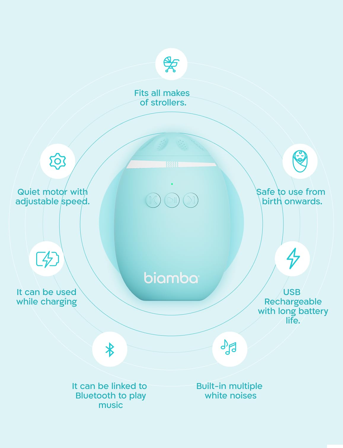 Close up of Biamba portable sound machine interface