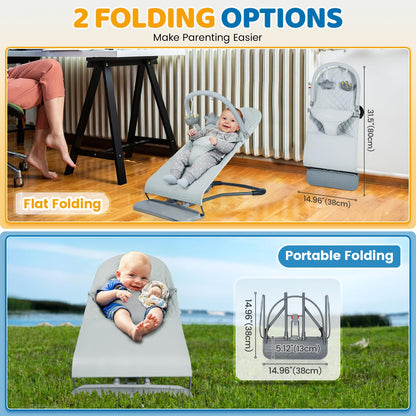 Side view of Orzbow baby bouncer ergonomic design