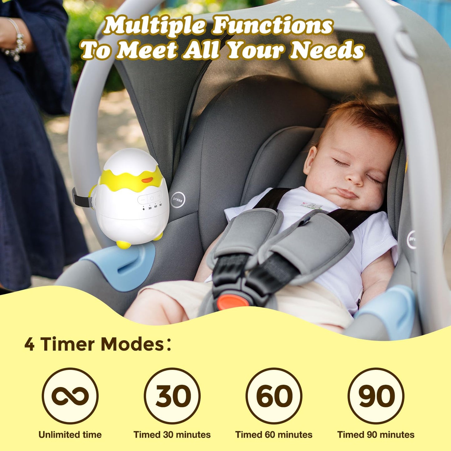 Fastspok quiet baby soother attached to stroller handle