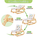 MallBest wooden infant recliner showing three-position recline angle