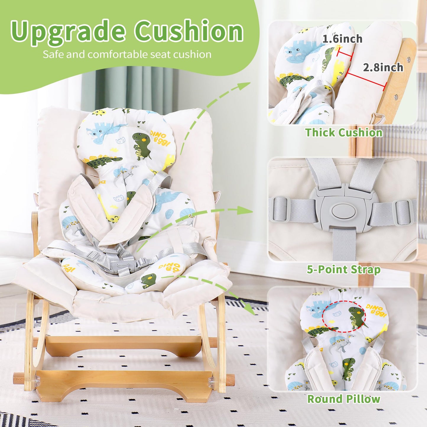Close up of 5-point safety harness on MallBest baby bouncer