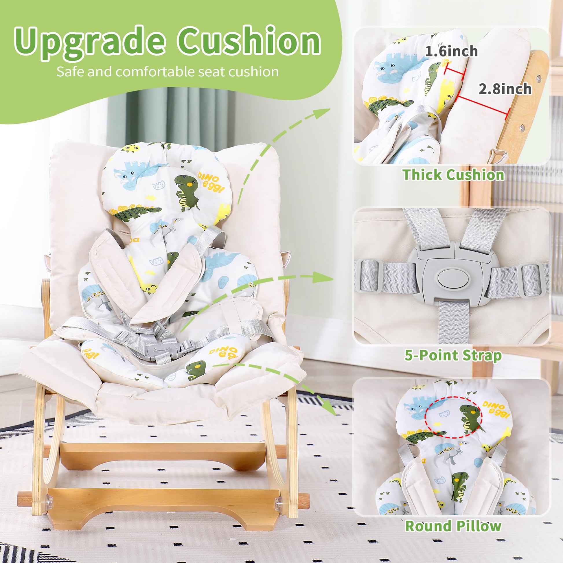 Close up of 5-point safety harness on MallBest baby bouncer