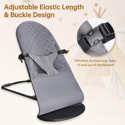 Close up of breathable grey fabric on Ajrwiiy bouncer cover