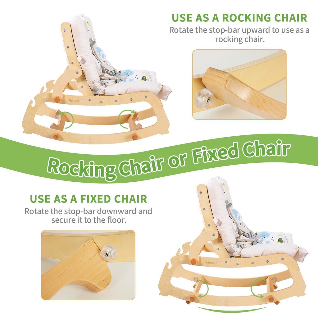 MallBest baby rocker configured for upright feeding position