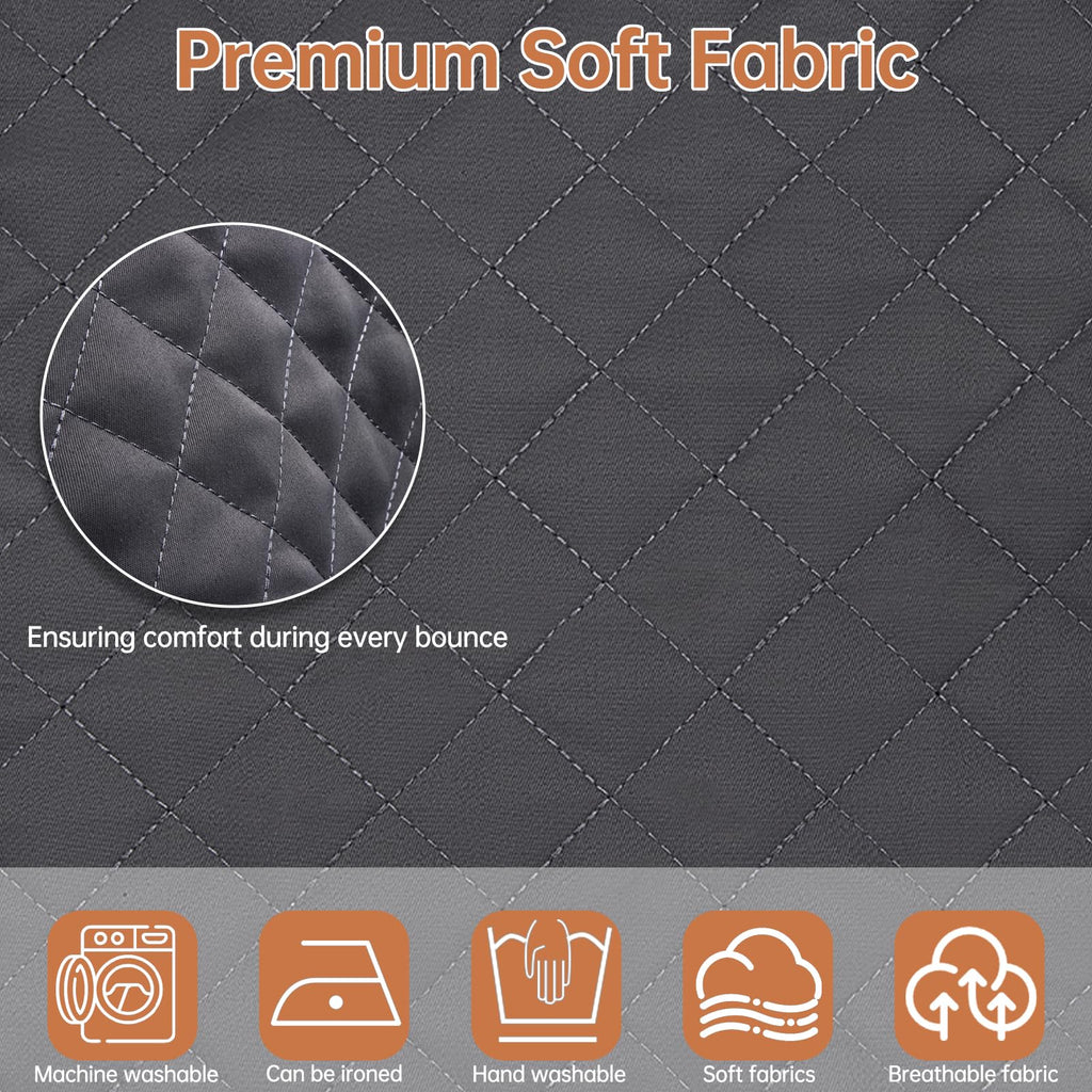 Close up view of breathable fabric texture on bouncer cover