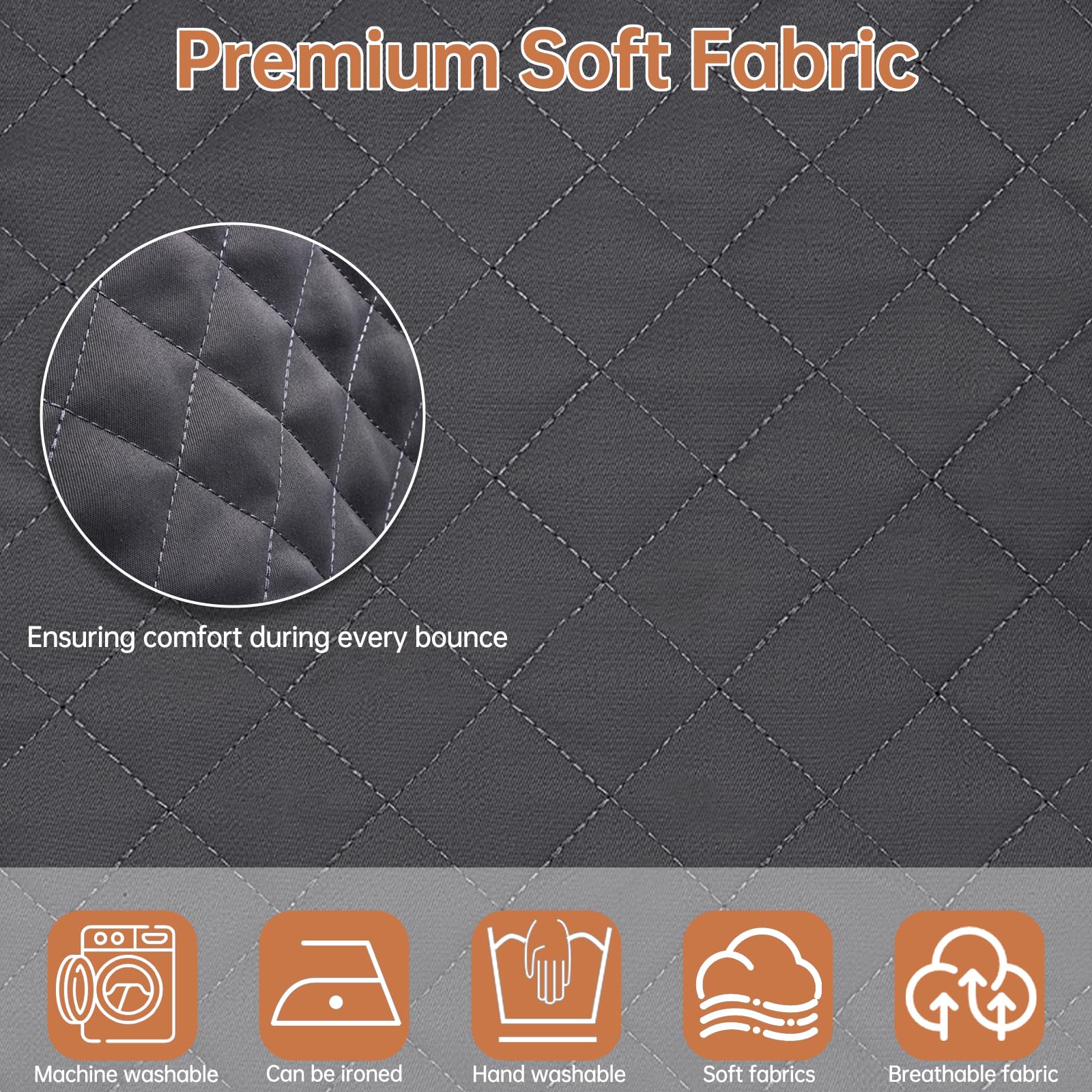 Side profile of grey bouncer seat cover for BabyBjorn Bliss