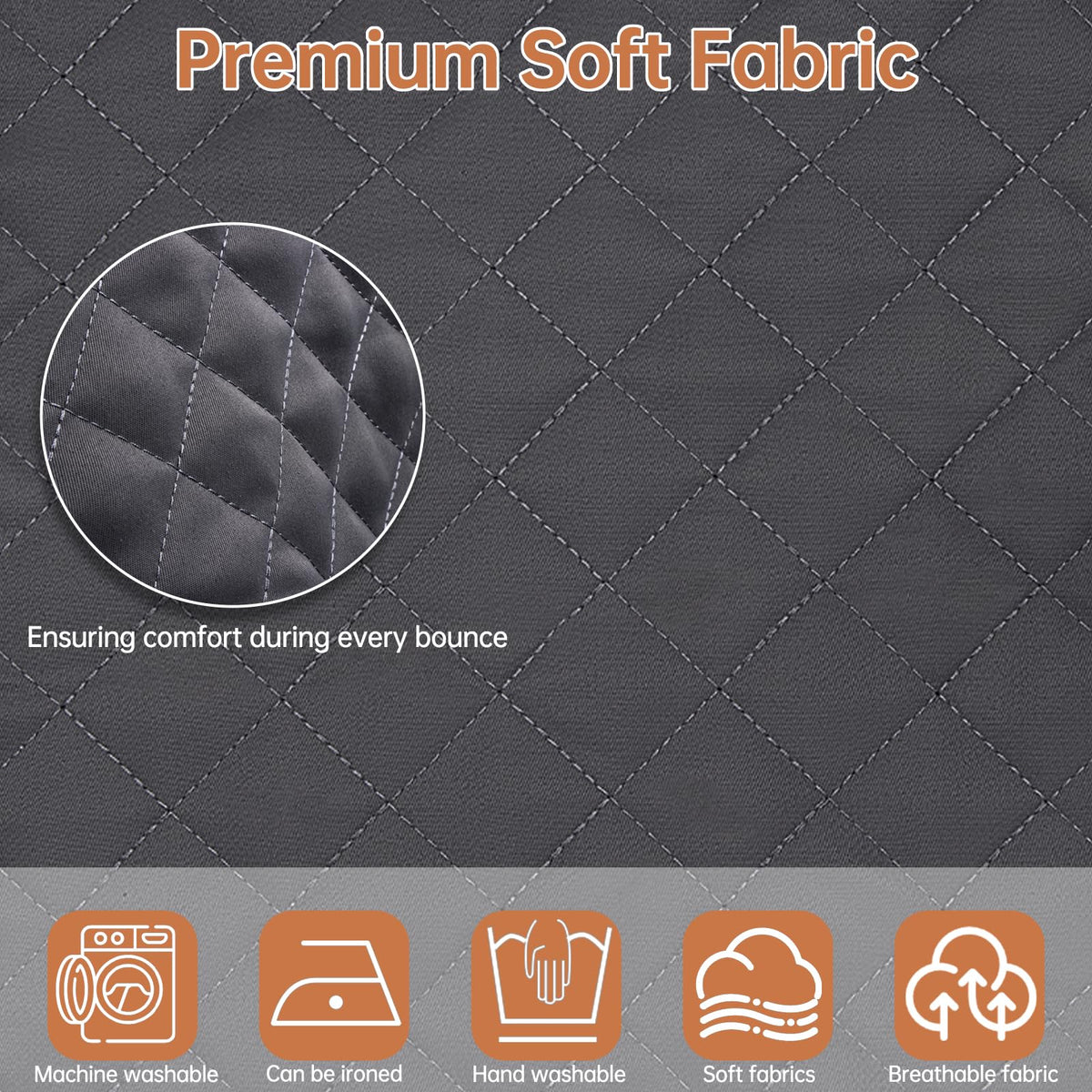 Close up view of breathable fabric texture on bouncer cover