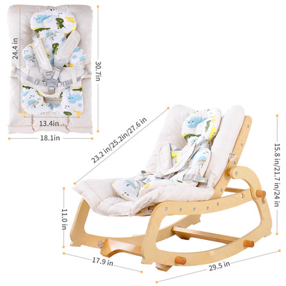 Full set of MallBest wooden baby rocker with cushions