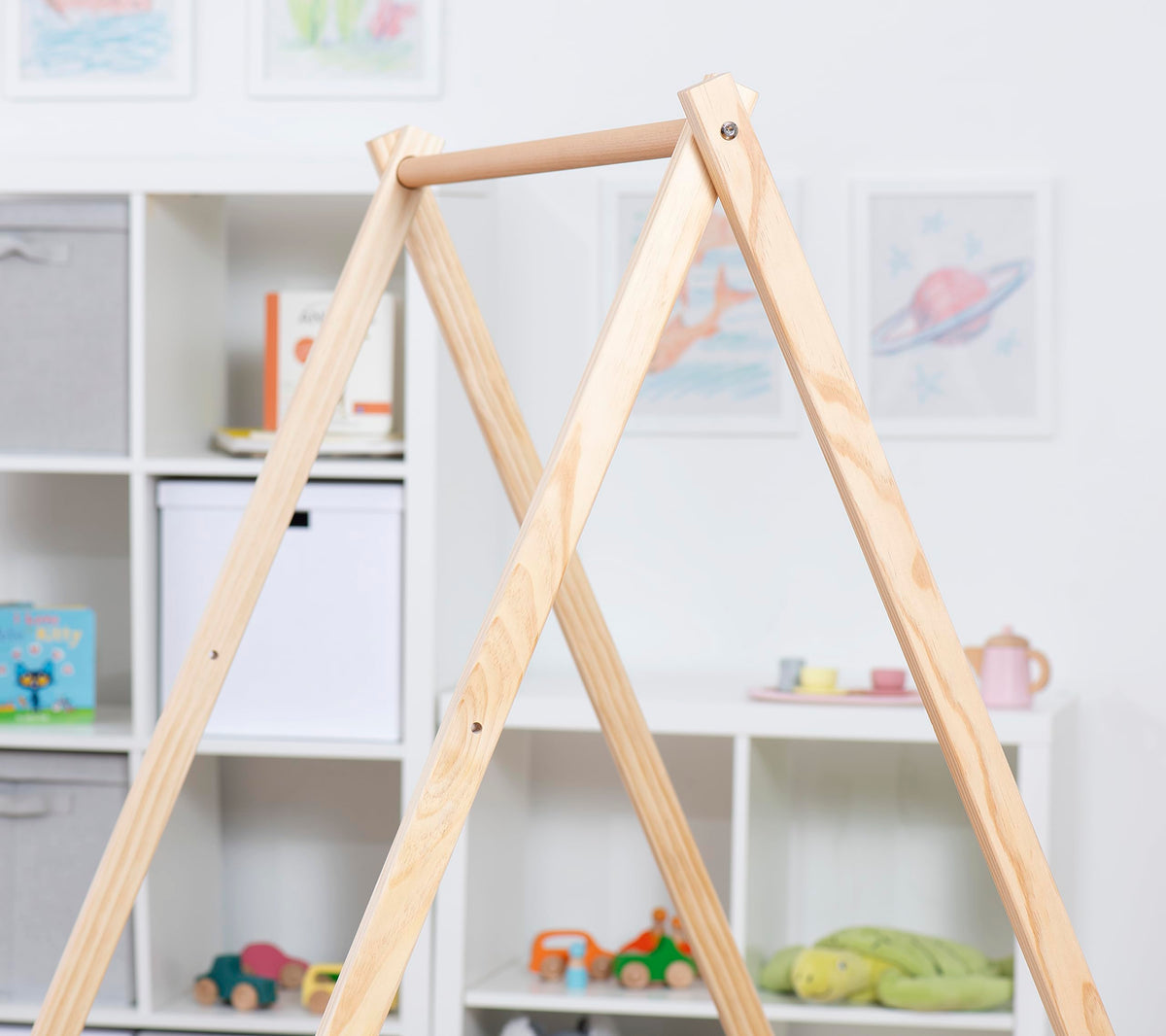 Avenlur wooden baby bouncer folded for storage