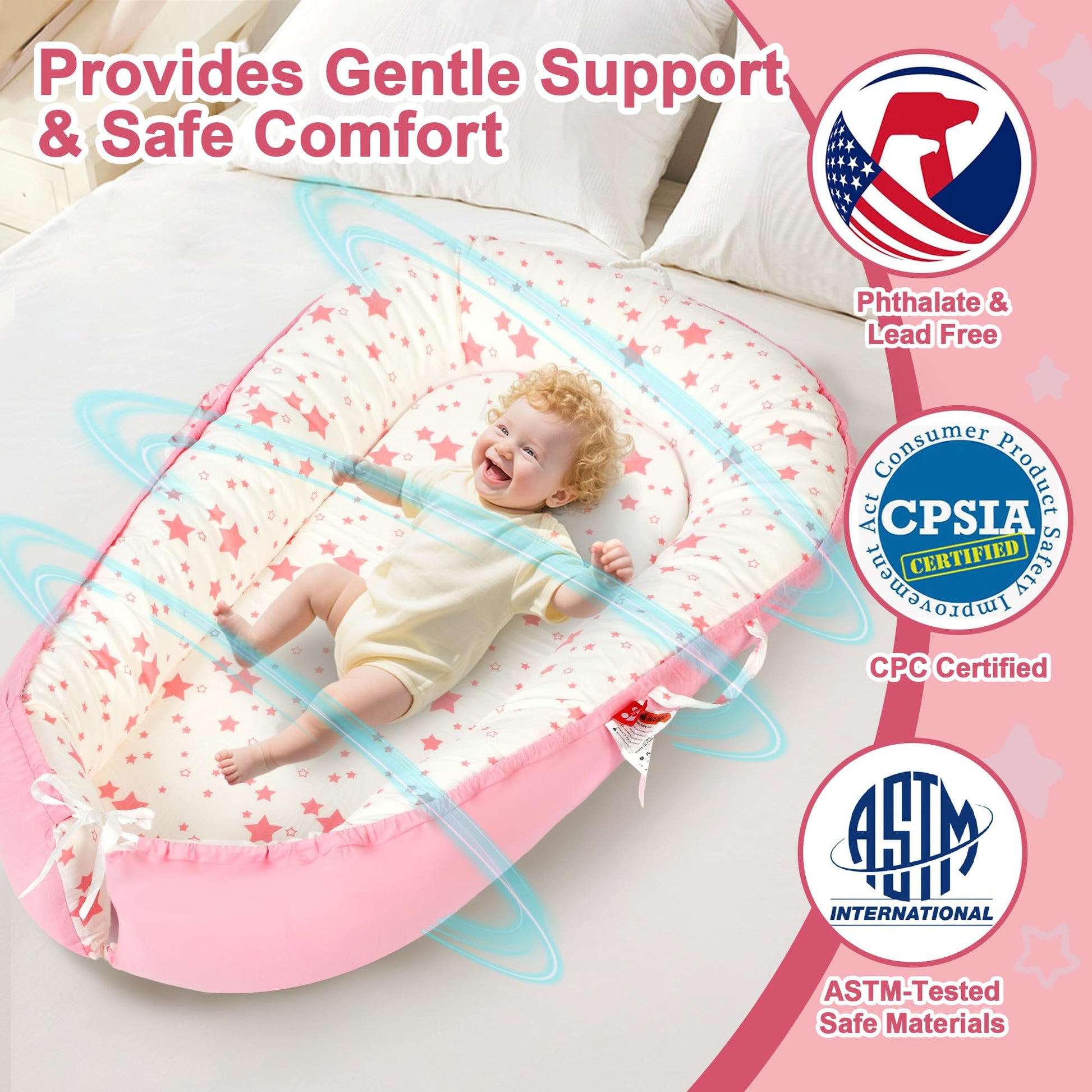 Portable infant support pad with carry handles