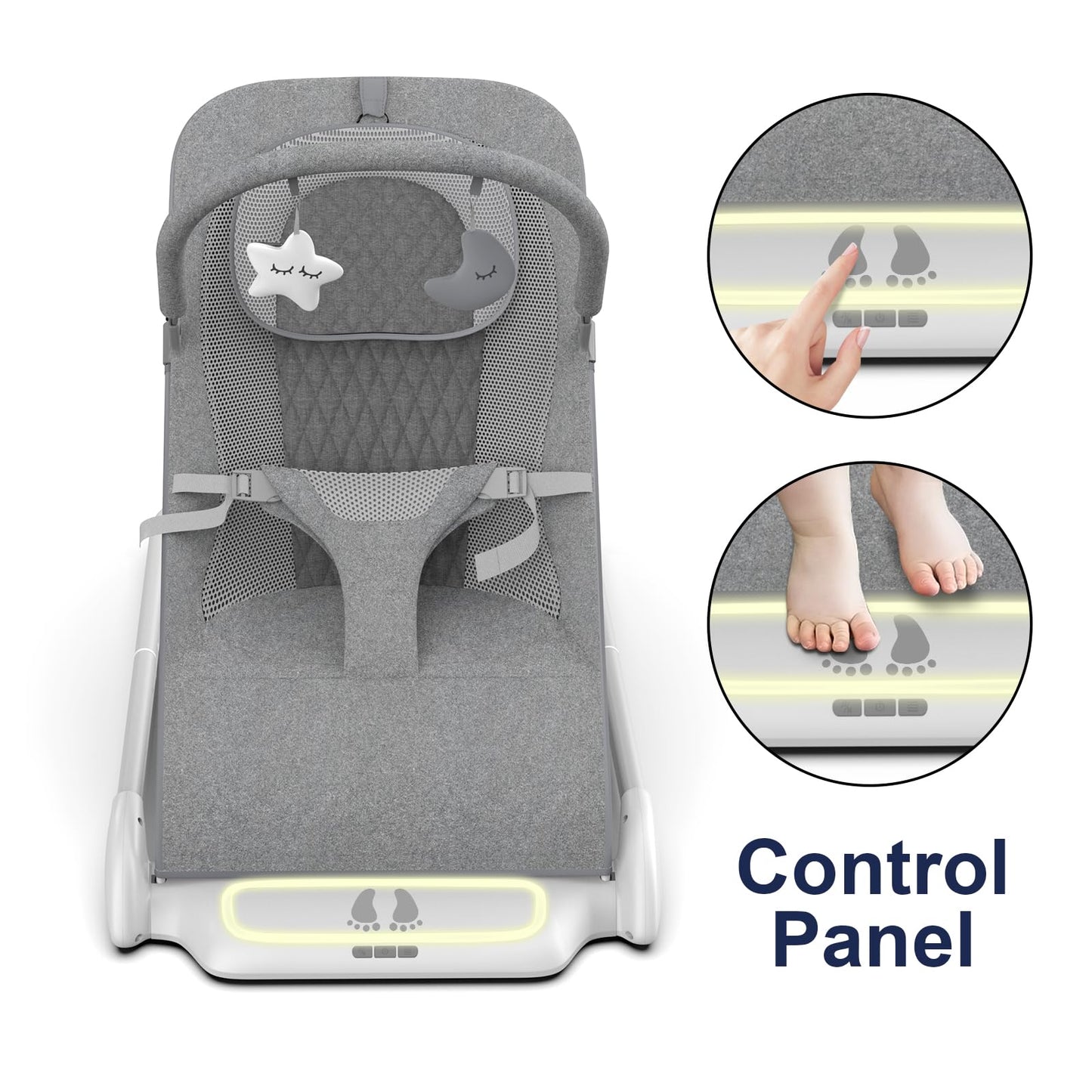 Side profile of SYCYH newborn vibrating bouncer seat