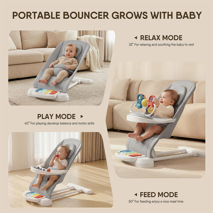 Close up of detachable piano toy bar for baby bouncer