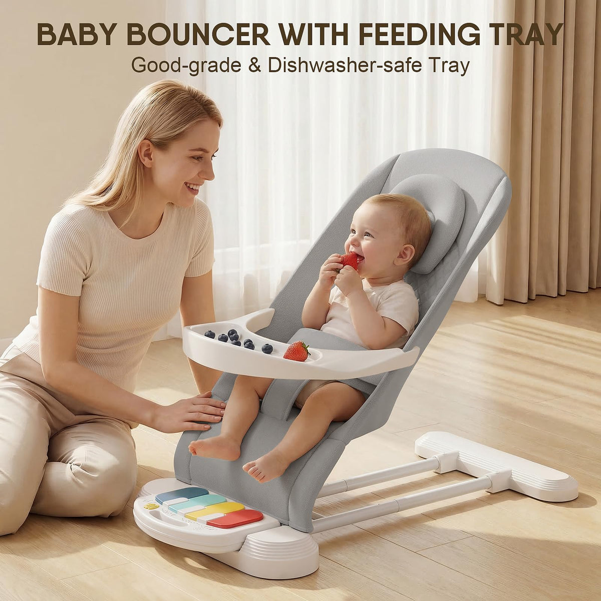 Foldable lightweight frame of the portable baby rocker
