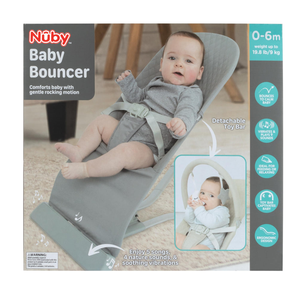 Lifestyle view of portable baby bouncer for travel
