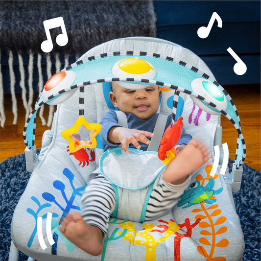 Baby Einstein musical rocker with toy bar for infants