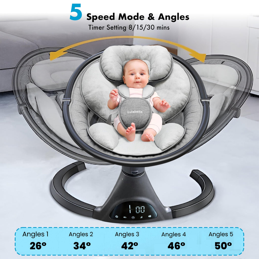 Lulabelle portable newborn rocker side angle showing aluminum frame