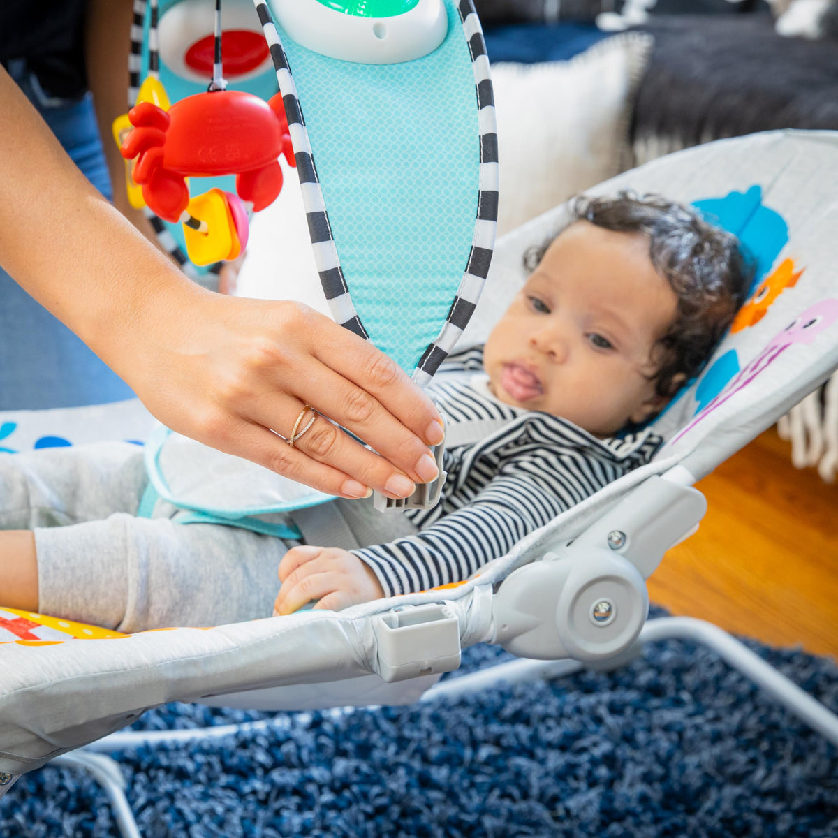 Baby Einstein interactive baby seat packaging and components overview