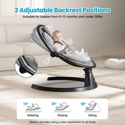 Lulabelle newborn rocker with gray fabric seat