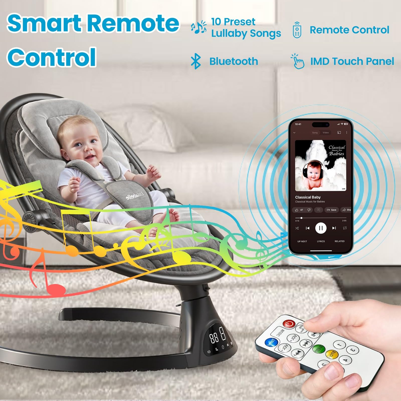 Lulabelle electric baby swing adjustable height mechanism