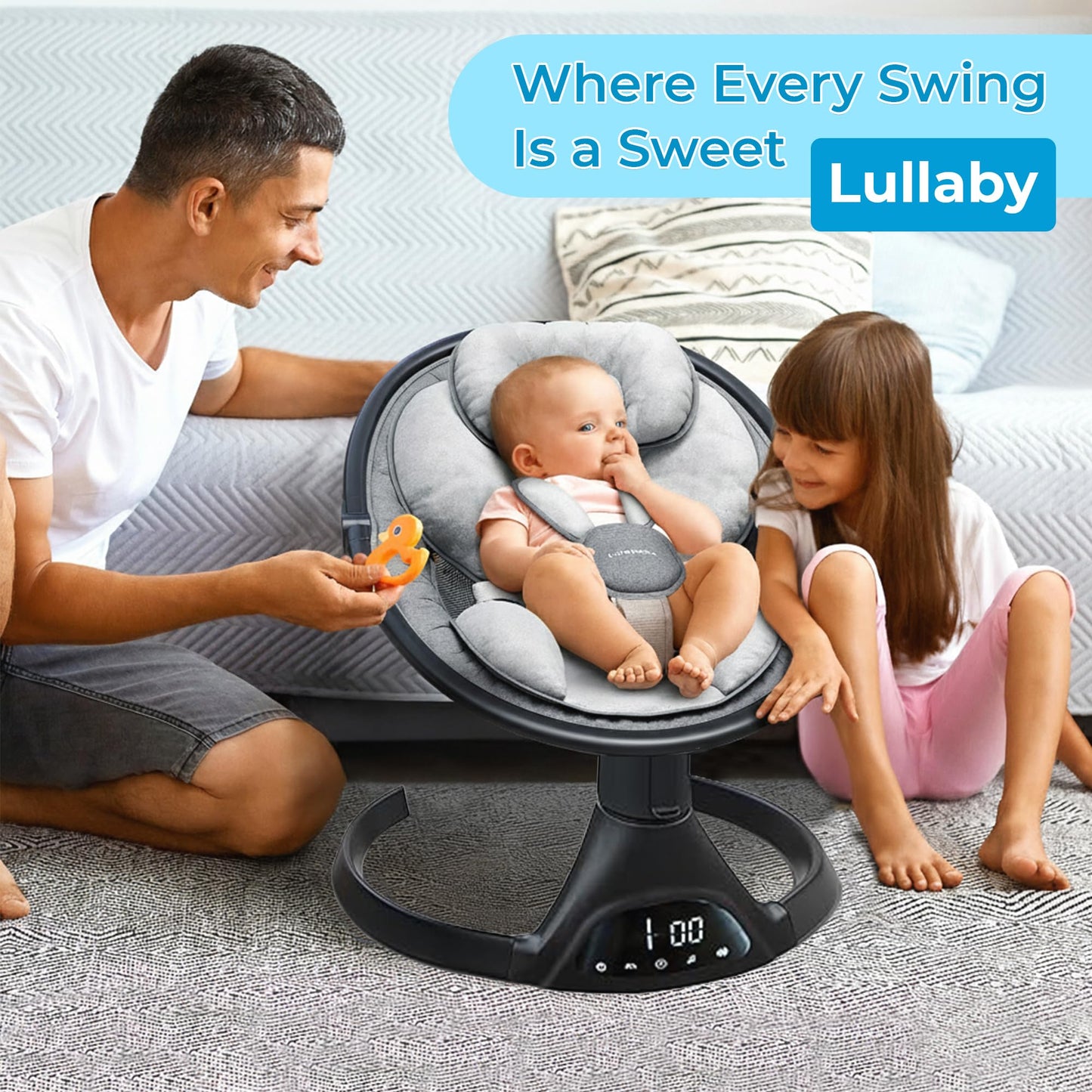 Lulabelle 3 in 1 baby swing folded for travel
