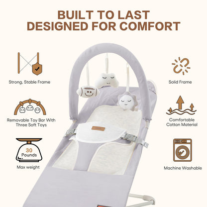 Susomx portable baby bouncer showing height adjustment mechanism