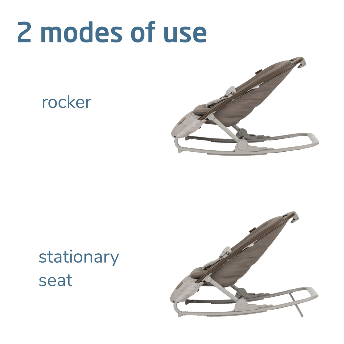 Maxi-Cosi Kori infant rocker side profile showing recline positions