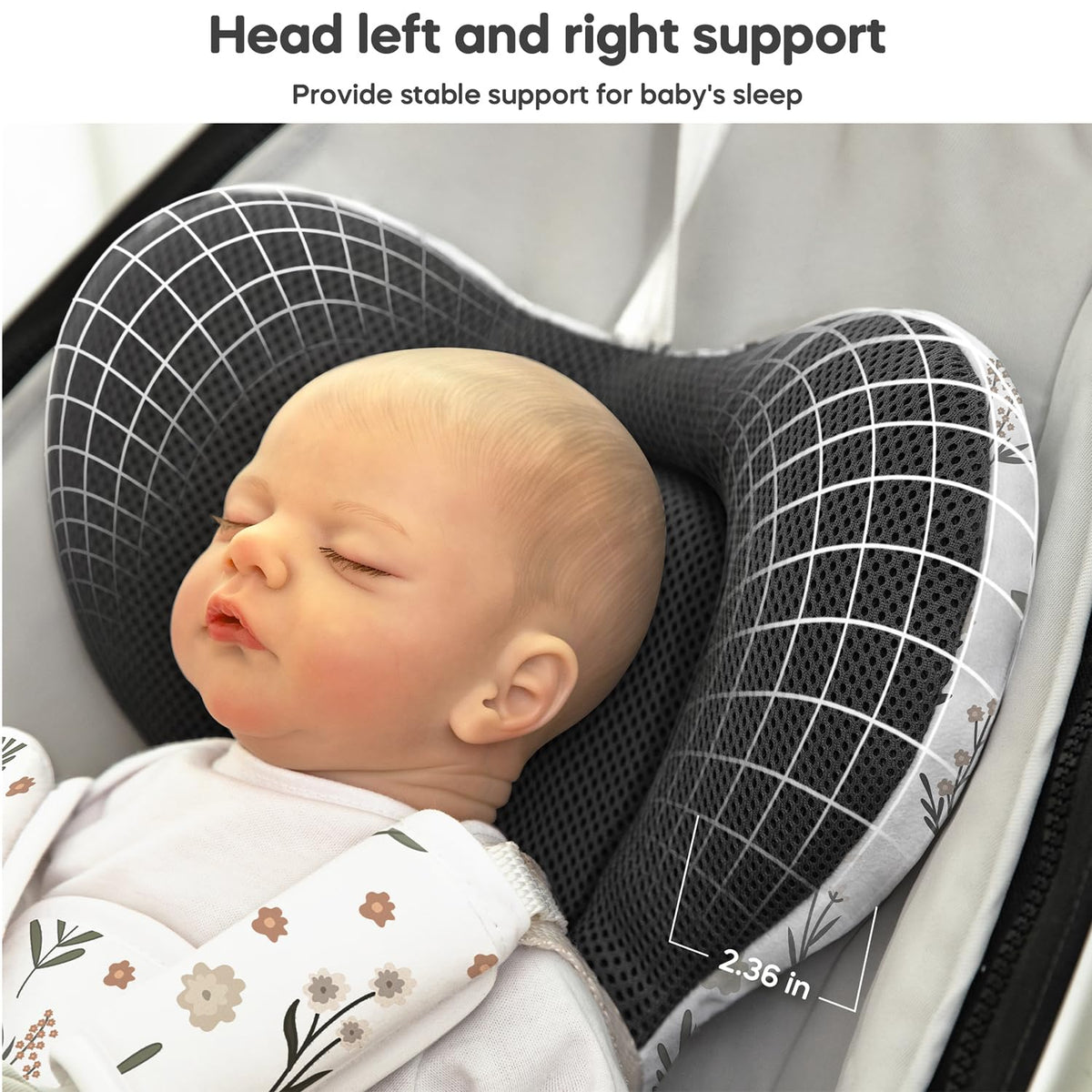 Contoured headrest and thick padding detail view