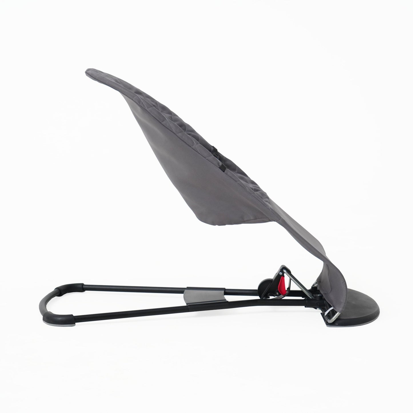 Top down view of breathable grey seat cover for infant bouncer