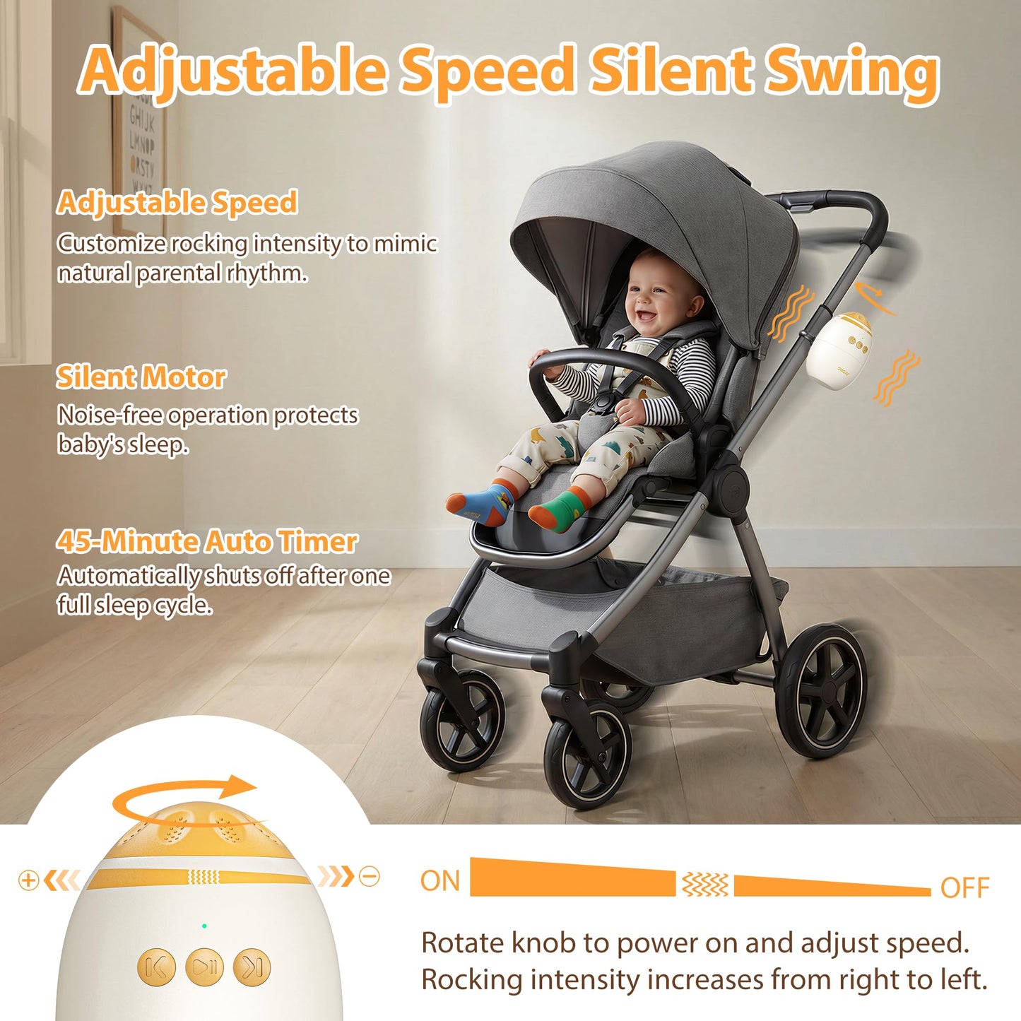 Dearbaby hands free rocker with adjustable settings