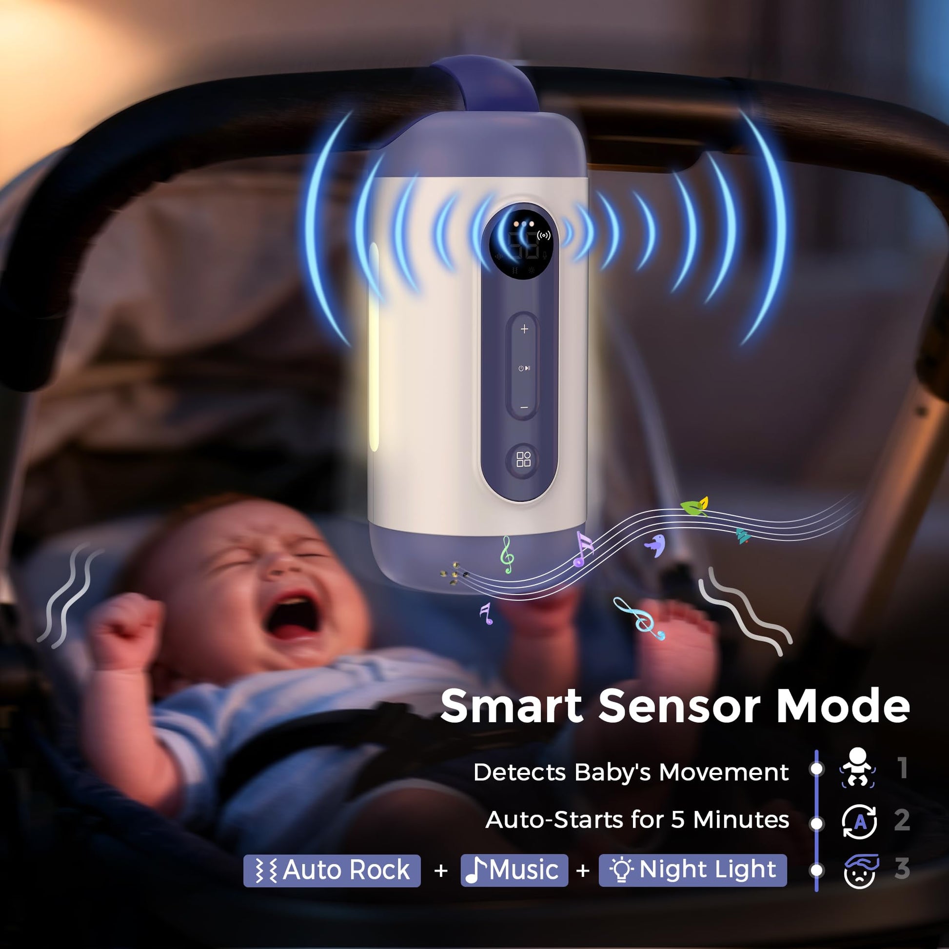 USB Type-C charging port view of Momfann baby soother.