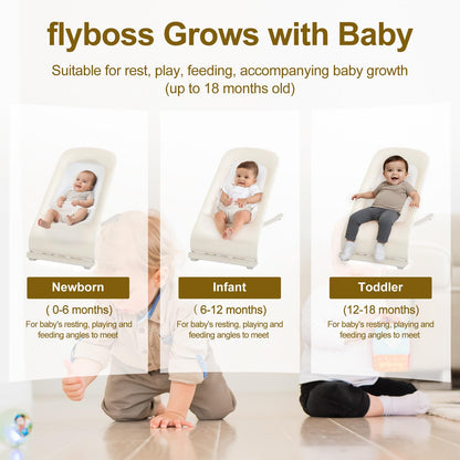 Side profile of baby bouncer showing adjustable recline settings
