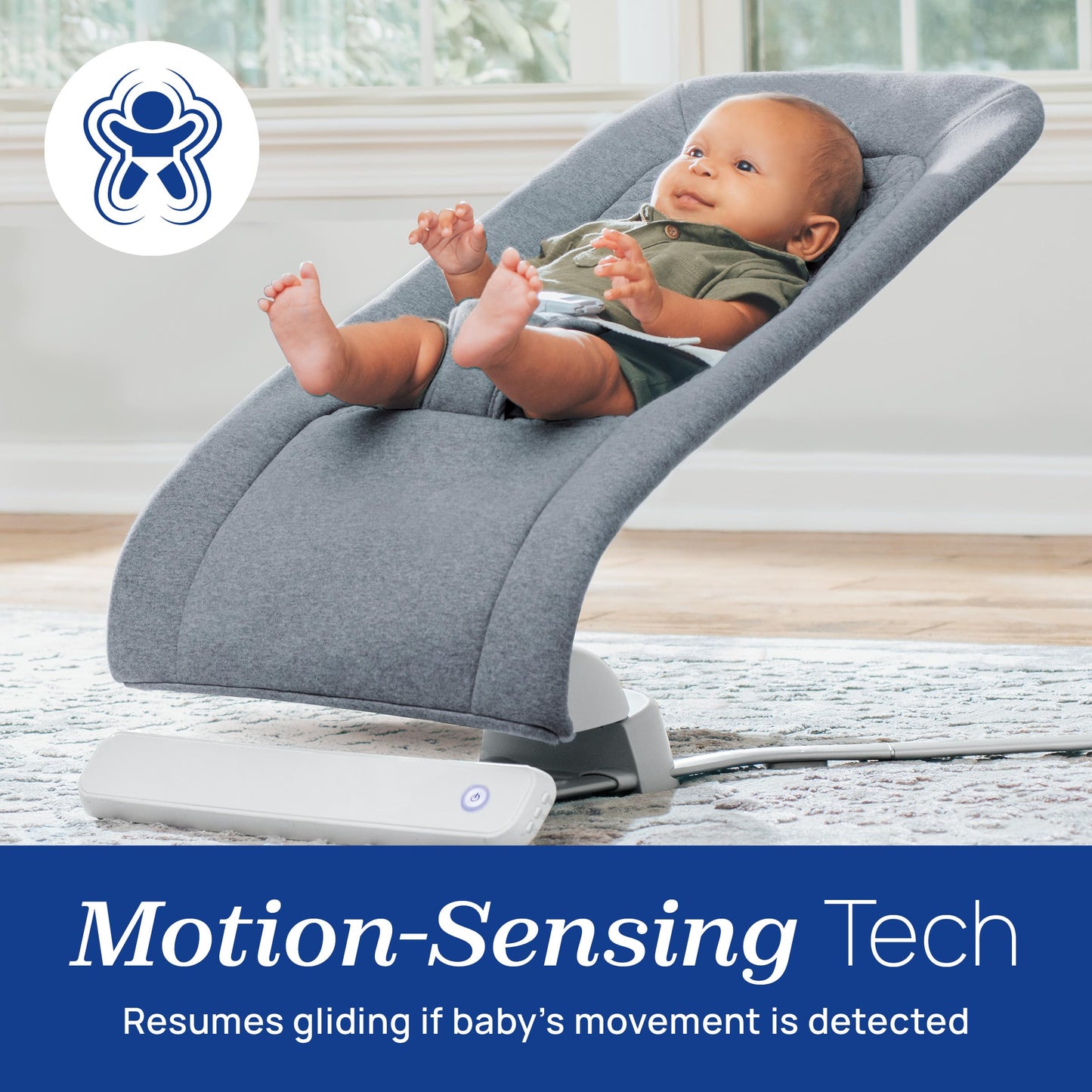 Chicco E-Motion Auto-Glider and Bouncer folded flat for storage