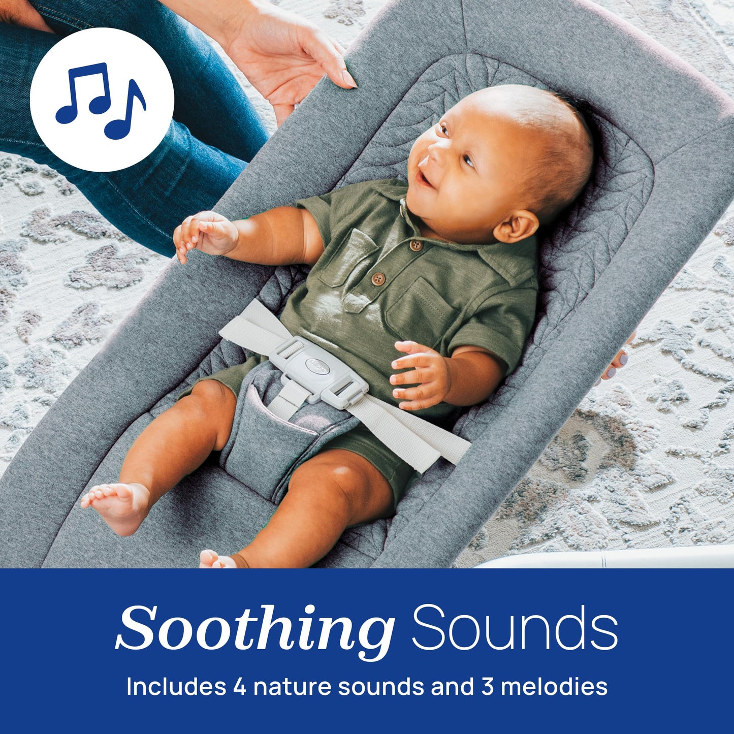 Close up of Chicco E-Motion control panel and motion sensing feature