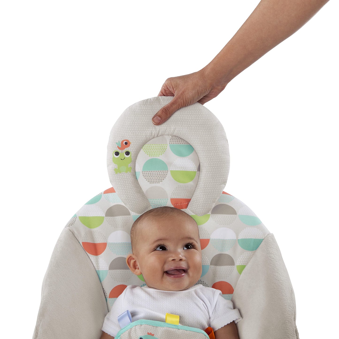 Adjustable headrest feature on Happy Safari bouncer
