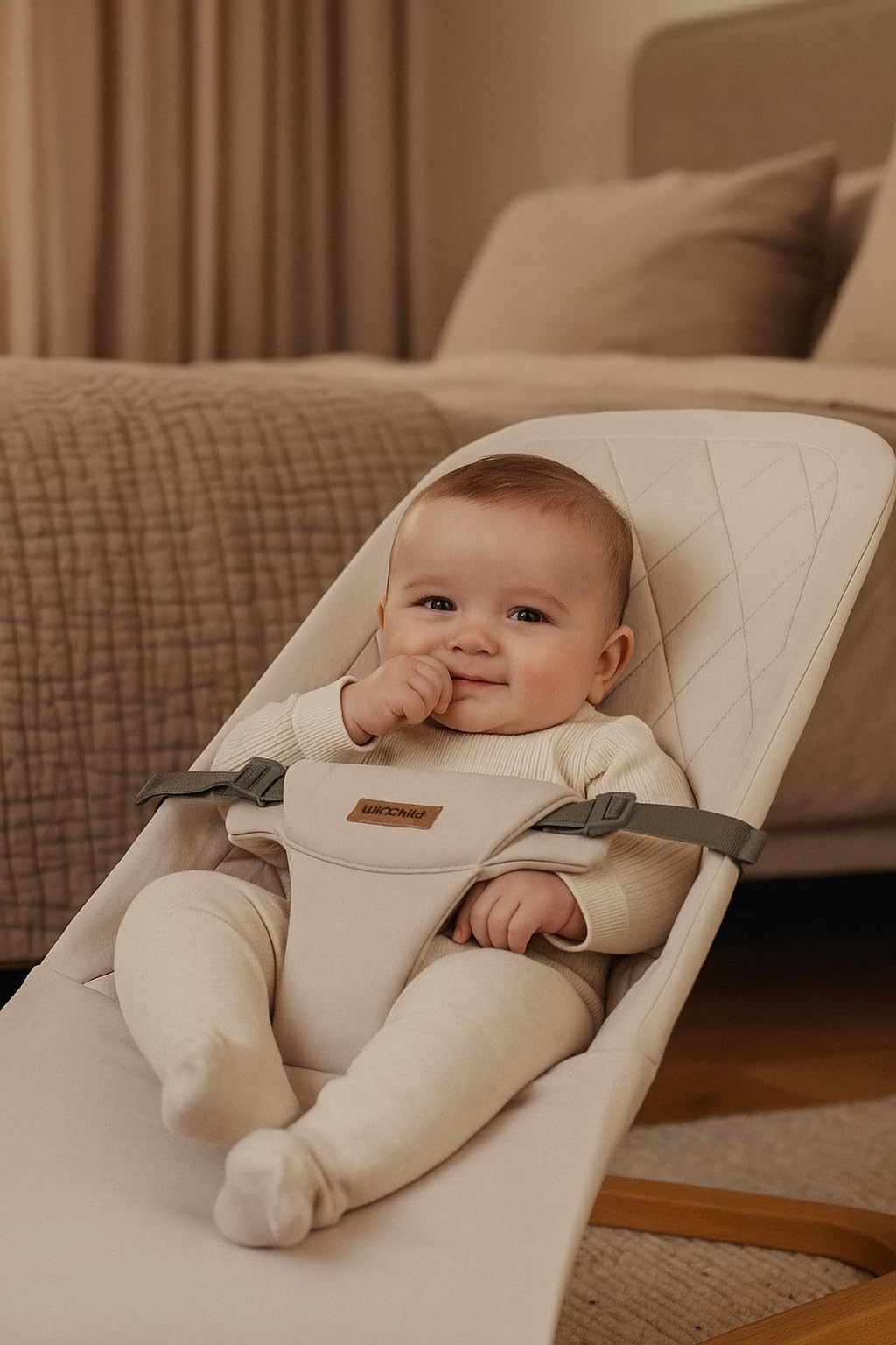 Side profile of foldable Winchild baby bouncer chair