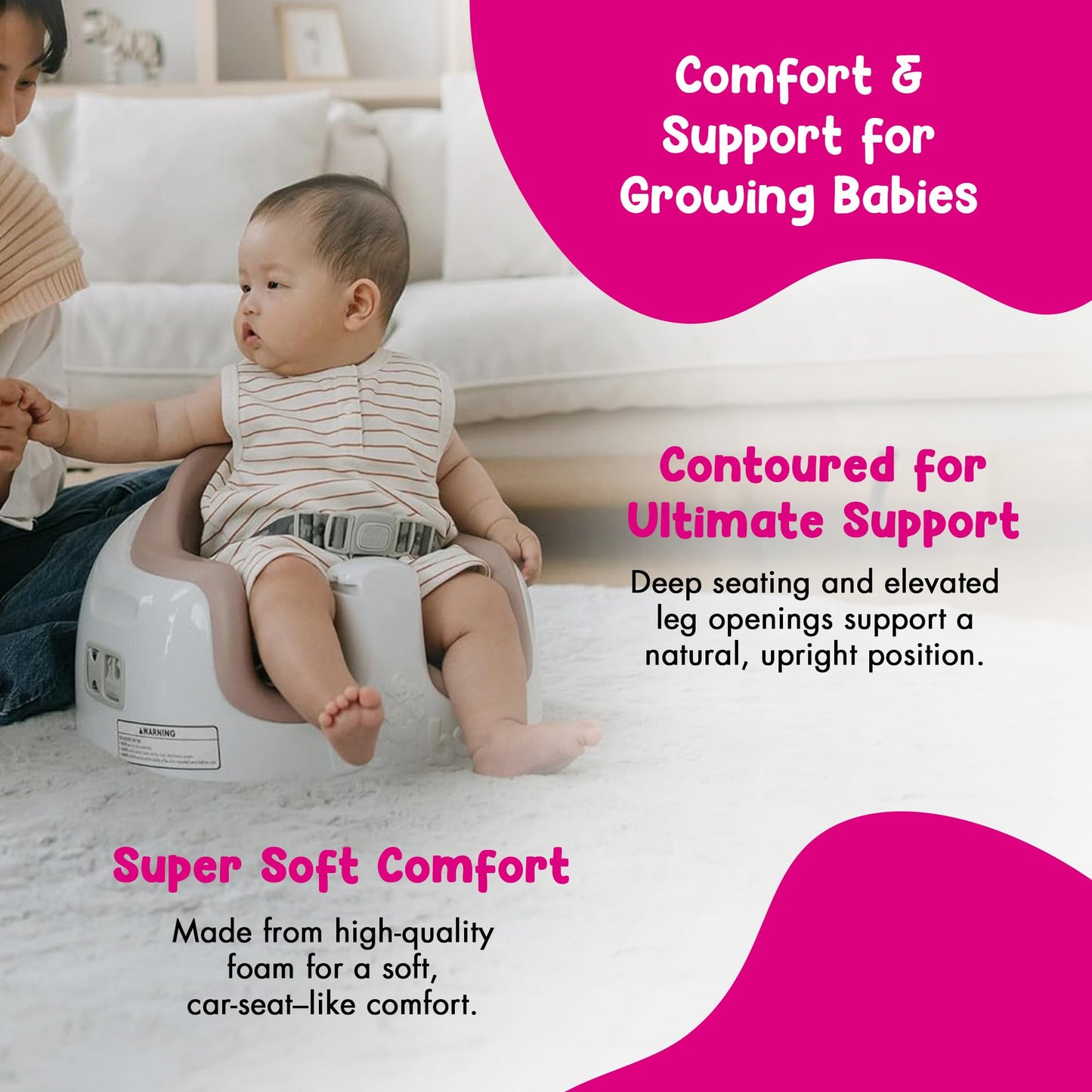 Bumbo multi seat safety harness and buckles detail