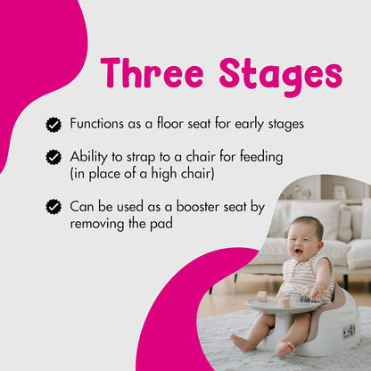 Toddler sitting in Bumbo 3-in-1 feeding chair